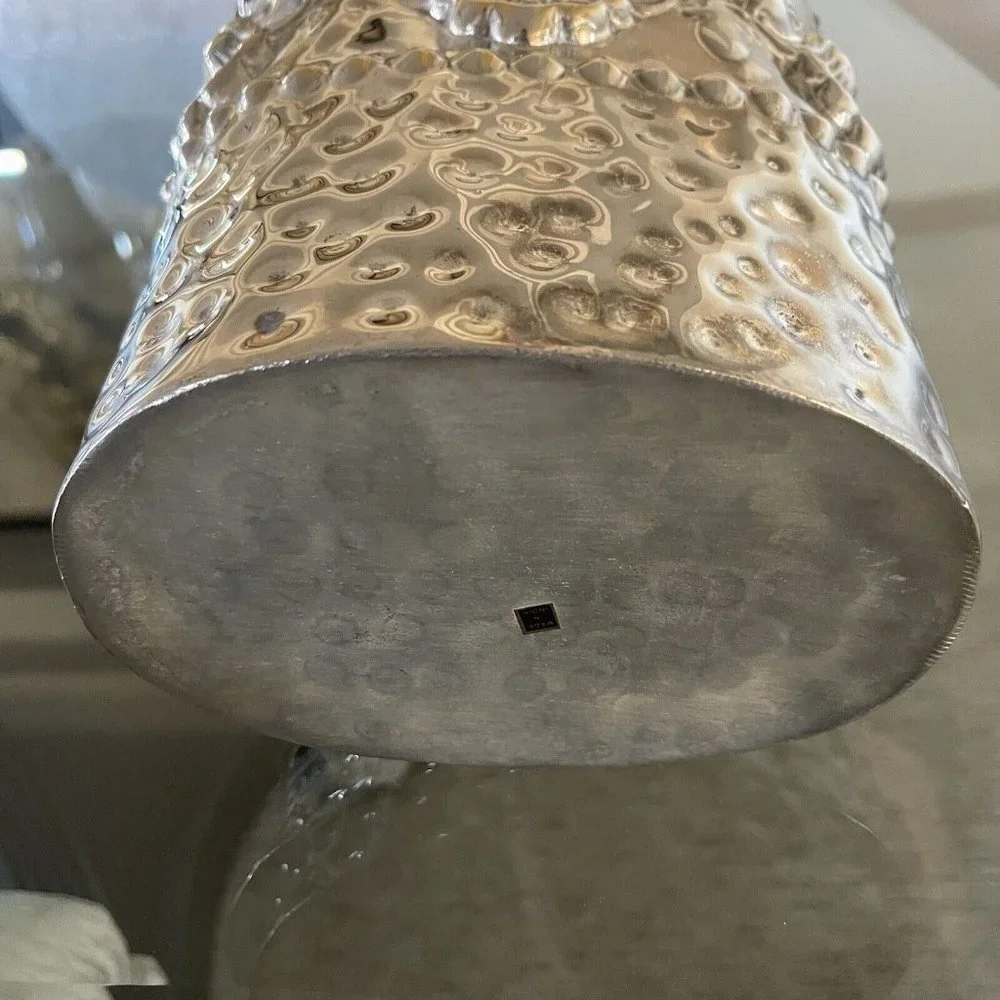 Decorative Container Dimpled Rope Trim Silver Tone Made In‎ India